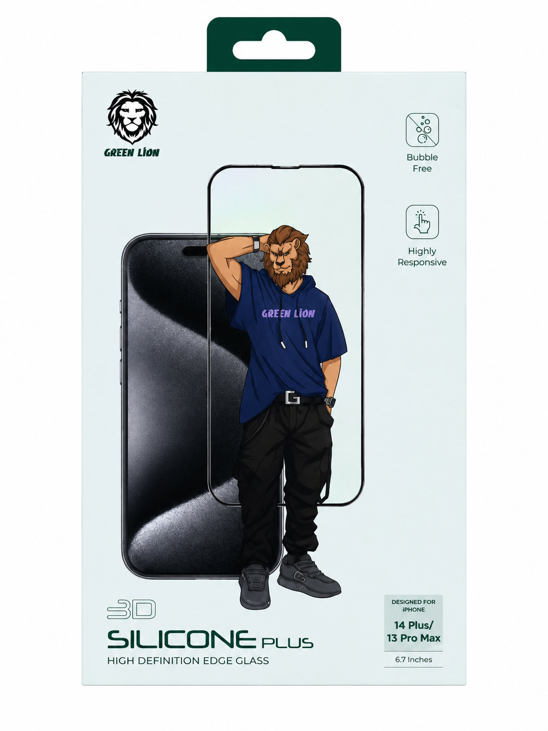 محافظ صفحه نمایش گرین لاین گوشی اپل 13promax/14plus مدل 3d silicone plus